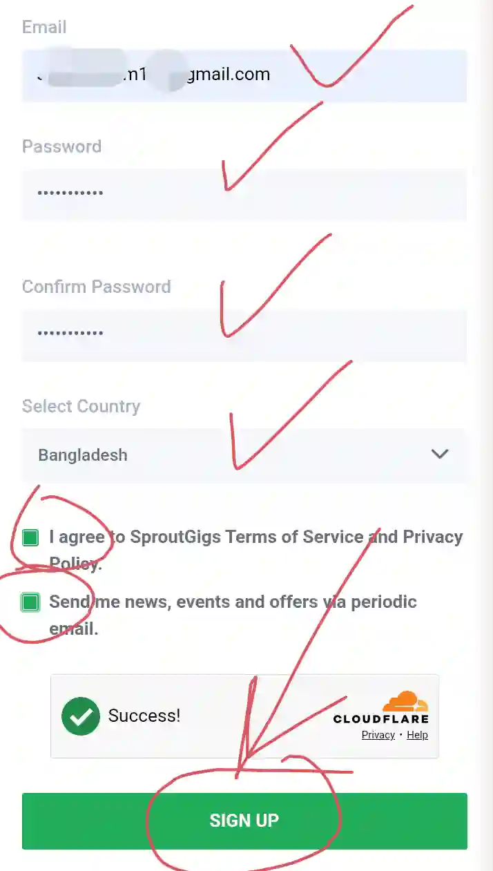 Sproutgigs এ অ্যাকাউন্ট খোলার নিয়ম 