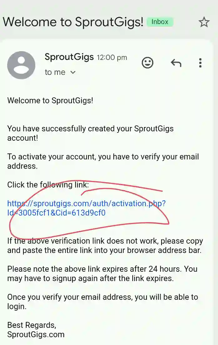 Sproutgigs অ্যাকাউন্ট ভেরিফাই 