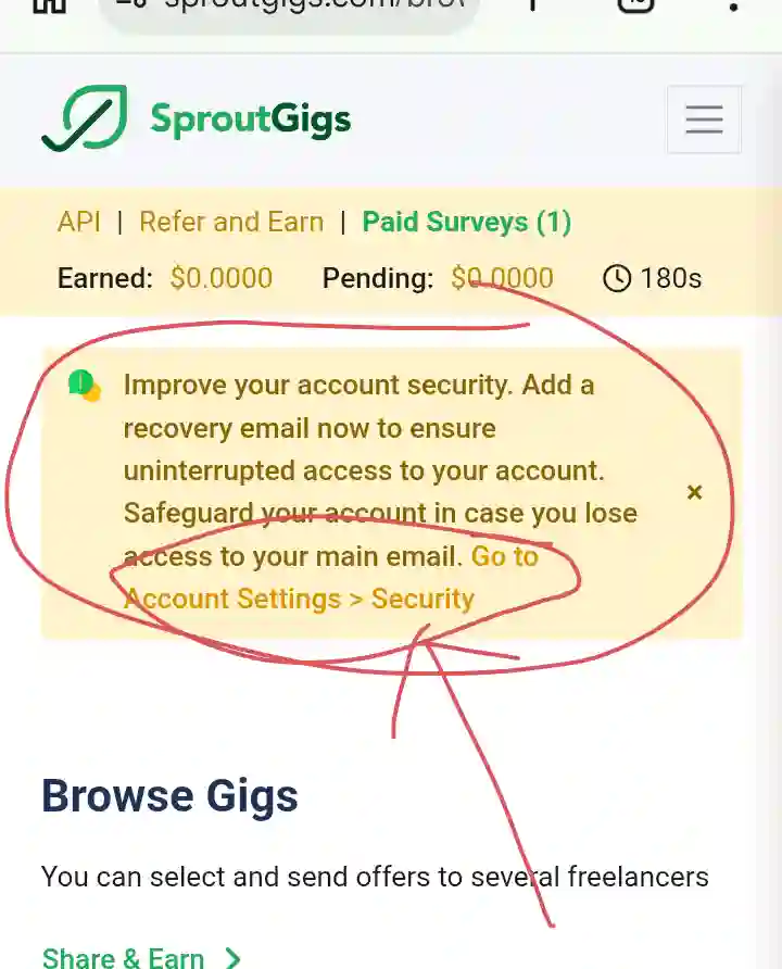 Sproutgigs অ্যাকাউন্ট আপডেট 