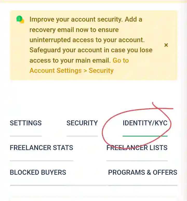 Account Settings-এর Identity/KYC